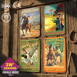 Muestra Gratuita: Placa Metálica Decorativa Vintage de Estanqueo para Club de Caza, Letrero de Pared <span class=keywords><strong>Vaquero</strong></span>, Venta Caliente, para Sublimación en Bares y Pubs - Product Image 1