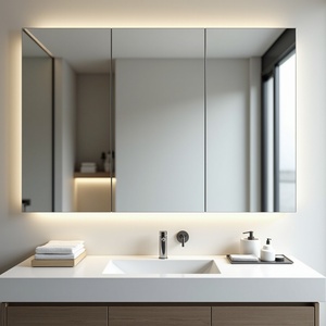 Miroir de salle de bain en verre transparent sans cadre de grande taille personnalisé, produit en série par l'usine pour les salles de bain - Product Image 1