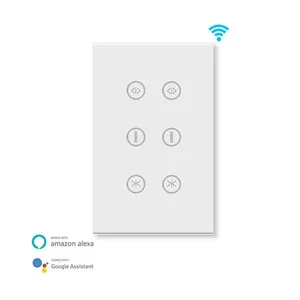 Interruptor de doble cortina inteligente AU/US Tuya Wi-Fi, panel táctil de cortina inteligente compatible con aplicación de control remoto 118*72mm