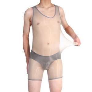 Men Sexy Sheer Bodysuit 5D Ultra Thin Nylon Mid-Rise Solid Color Plus Size Tight Fit Underwear - Product Image 5