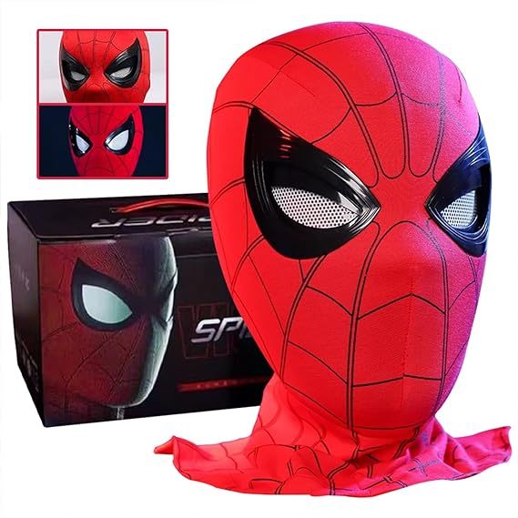 リアルなスパイダーヒーローフルマスク 動くレンズ付き コスプレ用