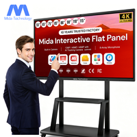 Pizarra Electrónica Interactiva Inteligente MIDA de 65 Pulgadas, Pantalla Táctil LCD 4K UHD Android, Proveedor de Pizarras Inteligentes con Sistema Dual y Cámara de 48MP