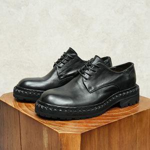 Chaussures de mariage pour hommes en cuir véritable, bout rond, plateforme, sur mesure, haut de gamme, neuves, pour occasions formelles. - Product Image 4