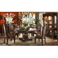 Ensemble de meubles de chambre à coucher de luxe avec lit king-size en bois rustique classique de style royal européen, lit queen-size, miroir