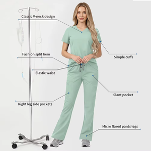 Nouvel ensemble de tenues professionnelles pour infirmières, médecins, dentistes, personnel hospitalier <span class=keywords><strong>et</strong></span> de spa, incluant <span class=keywords><strong>blouse</strong></span> <span class=keywords><strong>et</strong></span> <span class=keywords><strong>pantalon</strong></span> de travail, articles d'infirmier(ère) en gros - Product Image 2