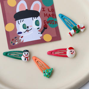 Accesorios decorativos navideños para el cabello para niña, mini pinzas epoxi de 2,5 cm para el pelo, horquillas de Navidad para niña - Product Image 3