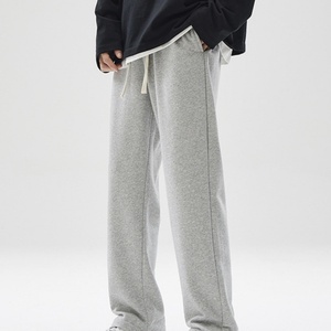 Unisex Casual Heavyweight Cotton Eco-Friendly Breathable <b>Drawstring</b> Closure Mid Waist Sweatpants Sports <b>Trousers</b> Basic Solid - Product Image 4