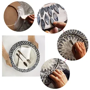 Plateau de service d'incrustation en nacre de haute qualité, assiettes de serpillière pour le dîner, plateau de service en laque de mariage pour la décoration de la maison - Product Image 5