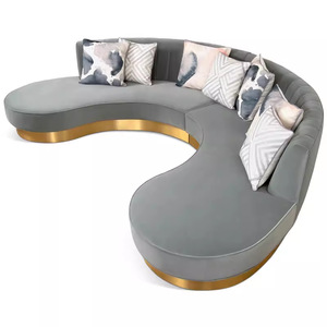 Nhiều người câu lạc bộ nhung hình chữ U thiết kế <span class=keywords><strong>sofa</strong></span> cắt đặt khung thép không gỉ được trang bị đầy đủ ghế vải bạc hengjiu - Product Image 5