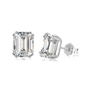 Boucles d'oreilles clous rectangulaires Dylam haut de gamme, en zircone 5A de 4 carats, taille pagode, 8*10mm, bijoux fins - Product Image 1