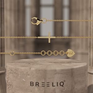 Bracelet en or blanc massif 14 carats avec croix latérale pour femme, bijou minimaliste avec chaîne à maillons en croix horizontale, délicat et religieux - Product Image 5