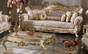 Sofás de Tela de Estilo Lujoso Tallados a Mano al 100%, Precio de Mayoreo para Muebles de Hogar, Sofá Neoclásico para Sala de Estar - Product Image 3