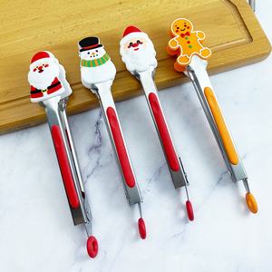 Pinces alimentaires en acier inoxydable, pinces à barbecue et à steak, pinces alimentaires de Noël, pince alimentaire multifonction en silicone - Product Image 2