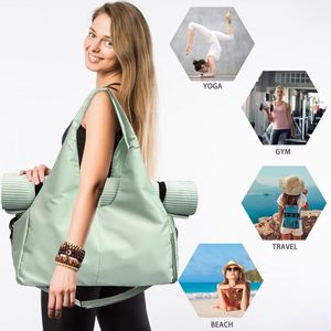 Échantillon gratuit : Sac de sport à bandoulière pour femme avec compartiment séparé pour chaussures, sac de rangement à main (tapis de yoga non inclus) - Product Image 6