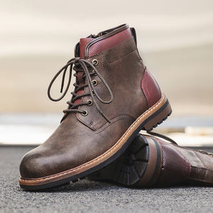 Bottes à lacets pour hommes Maden, en cuir véritable durable, chaussures hautes pour hommes, bout rond, bottes de cow-boy, chaussures de sécurité pour le travail - Product Image 6