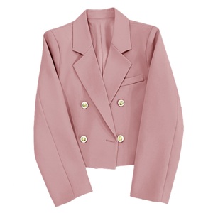 Nouveauté élégante, couleur unie, bouton doré, style court, col en V, mode féminine - Product Image 1