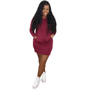 D9326 Offre Spéciale femmes européennes et américaines en mousseline de soie paillettes taille naturelle fête mode couleur unie <span class=keywords><strong>robe</strong></span> <span class=keywords><strong>pull</strong></span> à capuche - Product Image 5