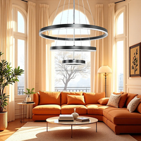 Lustre circulaire moderne à 3 anneaux, 76W, LED dimmable, luminaire suspendu Sputnik, lampe suspendue pour villa/loft