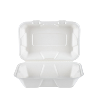 8*8 POUCES Boîte à rabat en pulpe de canne à sucre Prix abordable Conteneurs alimentaires à emporter Matériau de bagasse durable pour les déjeuners