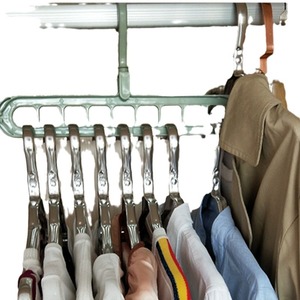 Nine Hole Rotating Clothes Hanger Multi Functional Folding Wardrobe Drying Rack Mixed Colors Hook Type Rectangle Single Bar - Product Image 4