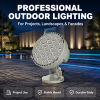 Projecteur LED rond de 24W à 72W, IP65, AC220V, DC24V, faisceau étroit, RGBW, DMX512, 1800K-6500K, pour sculpture, monument