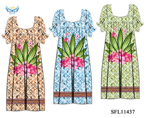 Nhiệt đới Hawaii Thiết Kế Tùy Chỉnh In Kỹ Thuật Số Polyester In Hoa Polynesian Micronesia Vải Cho Người Đảo Váy Váy - Product Image 2