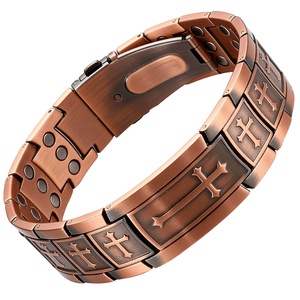 फैशनेबल जैव ऊर्जा तीन-पंक्ति चुंबकीय चिकित्सा समायोज्य यूनिसेक्स क्रॉस ब्रेसलेट के साथ काले जस्ता - Product Image 1