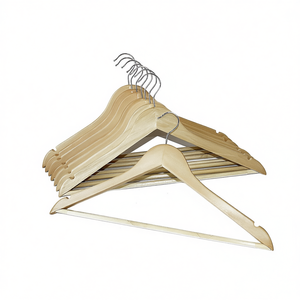 BRSTENMANN Perchas de madera para ropa, 45 cm, 8 piezas, acabado natural, para guardar en el armario - Product Image 2