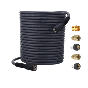 สายฉีดน้ำแรงดันสูง4000 PSI สายยางล้างรถขนาด<span class=keywords><strong>100</strong></span>ฟุตสีดำพร้อมชุดติดตั้ง M22 14มม. - Product Image 1