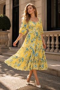 Robe d'été à imprimé floral pour femme, look bohème élégant pour les escapades à la plage, les voyages, les réunions en jardin et plus encore - Product Image 3