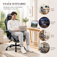 Chaise de jeu ergonomique moderne avec repose-pieds, pivotante, en tissu, réglable en hauteur, dossier haut, chaise de bureau
