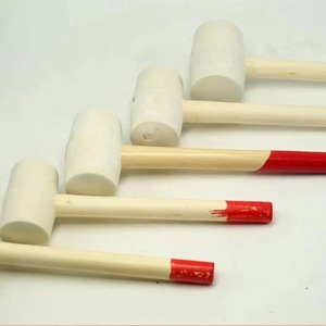 White Wooden Handle Hollow Rubber Mallet For Floor Tile Glass Installation White Pvc Round Headed <b>Hammer</b> - Product Image 1