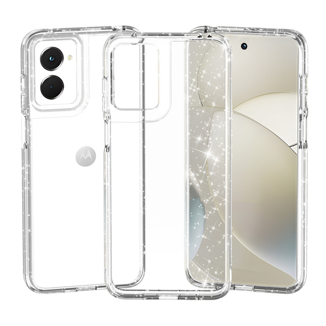 For MOTO G Power 5G 2024 Hybrid Case Transparent Glitter Shockproof Mobile Phone TPU PC Back Cover