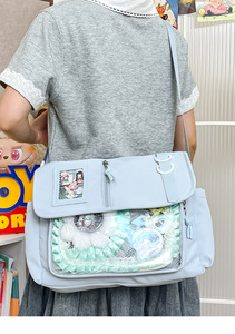 Sac bandoulière 2D mignon de style japonais, design élégant <span class=keywords><strong>Instagram</strong></span>, sac messager grande capacité, sac transparent avec breloque Bishi - Product Image 6