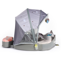 Flotteur de bain pour bébé en forme de chat mignon avec auvent solaire, flotteur de bain sûr non gonflable pour bébé de 3 à 24 mois