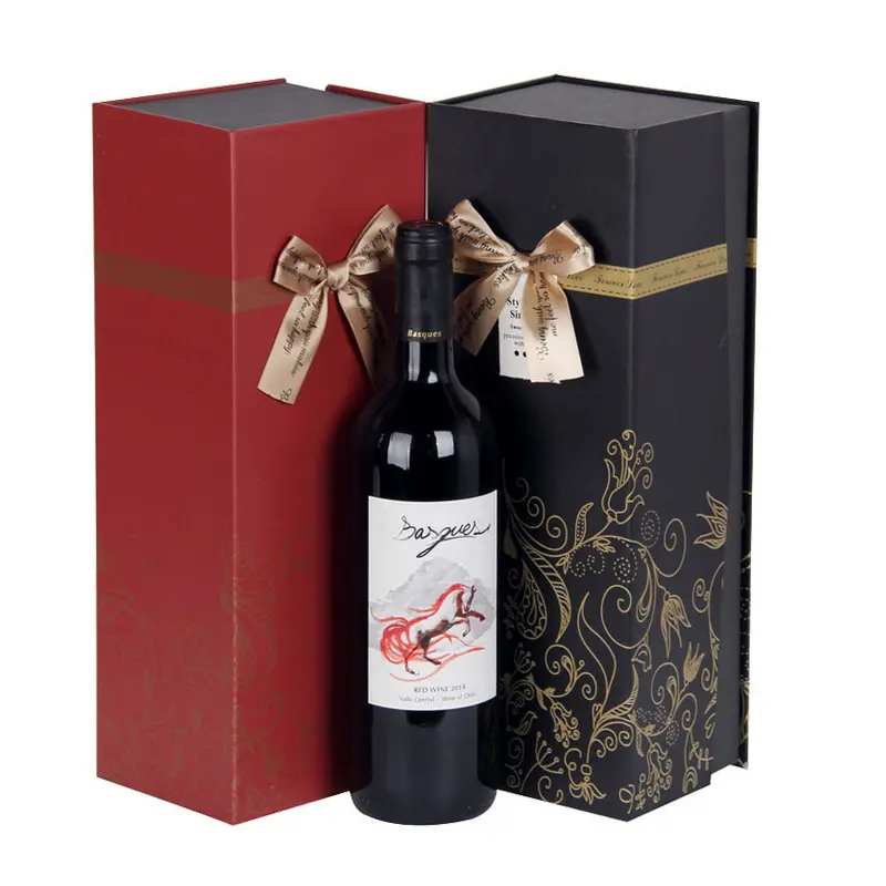 Factory Custom Wine Paper Carton Boxes Magnetic Cardboard Wine Bottle Gift Packaging Box