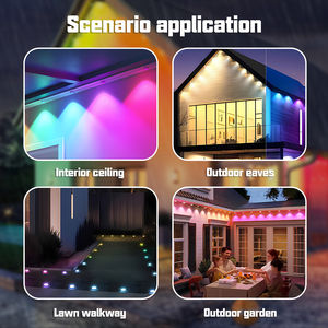 Lumières extérieures permanentes 50-150 pieds 30-90 LED RGBIC, lumières LED étanches IP67 pour avant-toits, modes de contrôle par application pour Noël - Product Image 6