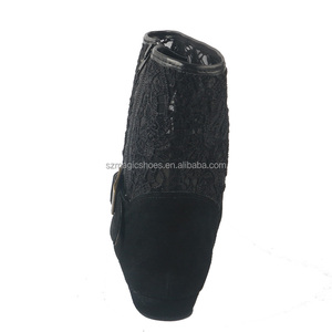 <span class=keywords><strong>Stivali</strong></span> da ballo in pelle scamosciata nera di alta qualità da donna in pelle scamosciata Sole Swayd France Line da ballo estivi con tacco basso - Product Image 3