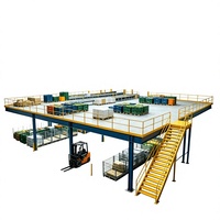 HONGXIN Étagère de mezzanine robuste personnalisable à 2-3 niveaux, sans boulons, à rivets, en acier laminé à froid, finition thermolaquée, anti-corrosion