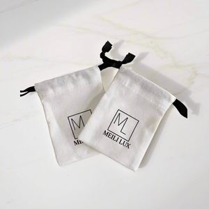 Pochette en coton et lin personnalisée colorée avec logo imprimé, sac d'emballage à cordon pour bijoux et maquillage - Product Image 6