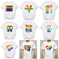 Sublimation personnalisée Respirant LGBT Gay Pride Couples T-shirt Lesbienne Arc-en-ciel Polyester Coton T-shirts