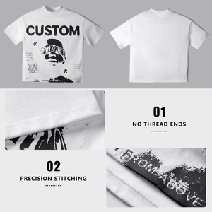 T-<span class=keywords><strong>shirt</strong></span> da uomo HD all'ingrosso <span class=keywords><strong>in</strong></span> cotone 300 GSM, a manica corta, oversize, spessa, personalizzabile con logo, per uomo - Product Image 4