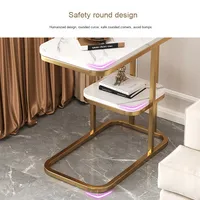 Table d'appoint moderne à un seul niveau avec pieds en métal pour salon, salle à manger, cuisine, maison, villa - Table console de luxe