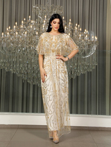 Abiti da Sera di Lusso per Donne Musulmane, Stile Arabo Istanbul Marocchino Turco Dubai, con Ricami, Linea A, Lunghezza alla Caviglia, <span class=keywords><strong>Hijab</strong></span> - Product Image 1