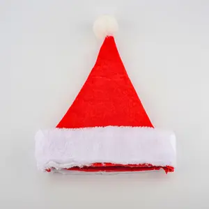 Wholesale Blank Custom Christmas Decorations Red Canary Plush Santa Caps High Quality Polyester Xmas Adult Hat