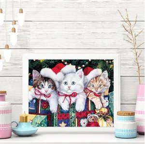 Handgemaakte Borduurwerk Kit Home Decor Schilderen Canvas Leuke Kerst Diamant Schilderij Dieren