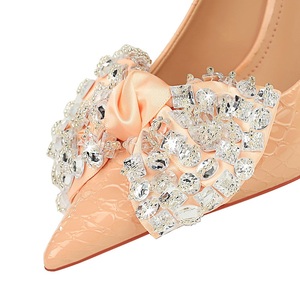 Zapatos de Tacón Alto para Mujer, Diseño de Moda para Bodas, Tacón Delgado, Punta Puntiaguda, Lazo con Pedrería, 2025 - Product Image 2
