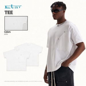 T-shirt unisexe à poche carrée en tissu de coton lourd OEM T-shirt vierge avec impression de logo personnalisé - Product Image 3