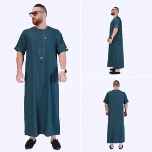 Custom Dubai Clothes Islamic Men's Casual Shirts Arab Plus Size Robe Muslim Men thobe with Zipper Pocket