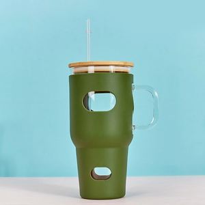 Gobelet en verre pour voiture de 32 oz avec poignée et manchon en silicone antidérapant pour routes accidentées - Product Image 1